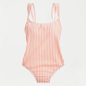 J.Crew suckered stripe swimsuit bow details one piece in peach size 10